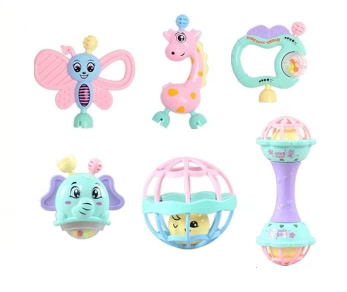 Dandur Early Learning Musical Baby Hand Rattle & Teether Toy Set With Animal Shapes For Infants & Toddlers