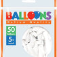 Amscan Plain Round Latex Balloons | White Silk | Pack Of 50 | Party Decor, 5'