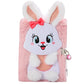 YOYTOO Rabbit Diary for Girls with Lock and Keys, Cute Bunny Journal Notebook for Kids, Plush Lock Diary with 160 Lined Pages fo