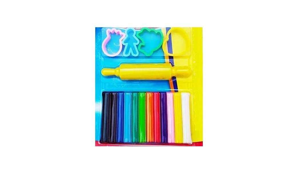 Naivete Clay Kit With 12 Shades, 4 Moulds, 1 Roller Kids Clay(Multi Color,1 Pc)