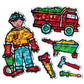Bulk Roll Prismatic Stickers, Mini Construction Worker (100 Repeats)