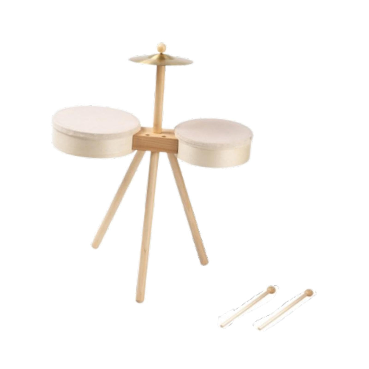 Fabloft Small Drum Set Music Practice Wooden Sensory Toys Educational Percussion Toy Without Pedal Drum