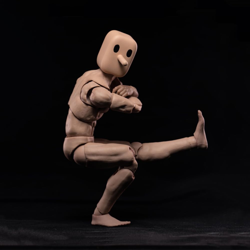 Souforce 1/12 Scale Wide Shoulder Male Action Figure 6In Flexible Notaman Square Head Male Figure Body Doll Miniature Figure Wit