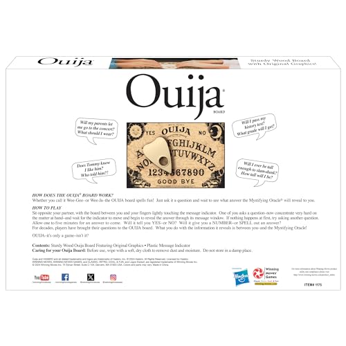 Winning Moves Classic Ouija Board - Premium Wood Spirit Board, Brown, Model 1175, for 2+ Players, Ages 8 and Up