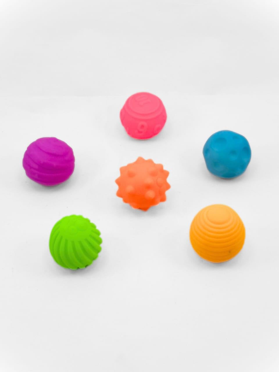 Atishay Retail Sensory Silicone Set For Toddlers | Multicolor & Bright Catching Balls / Duck | Squeezy Choo Choo Toys For Babies