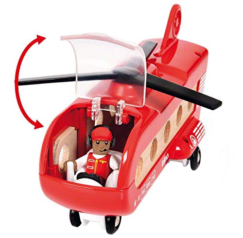 BRIO World 33886 - Cargo Helicopter - enhanced Wooden Train Toy | Safe and Durable | Compatible with All Sets | Fun for Toddlers and Kids | includes Figure and Accessories
