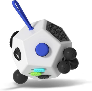 Fidget Dodecagon –12-Side Fidget Toys Cube Relieves Stress And Anxiety Anti Depression Cube For Children And Adults Easter Basket Stuffers Gift Idea (A2 White)