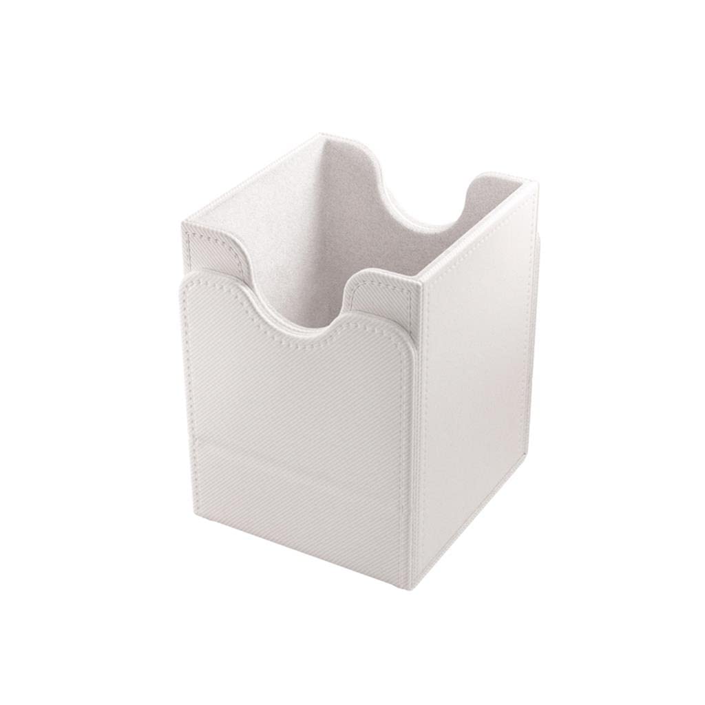 Squire 100+ Xl Convertible Deck Box | Card Storage Box With Removable Cover Clips | Holds 100 Double-Sleeved Cards In Extra Thick Inner Card Sleeves | White Color | Made By Gamegenic (Ggs20120Ml)