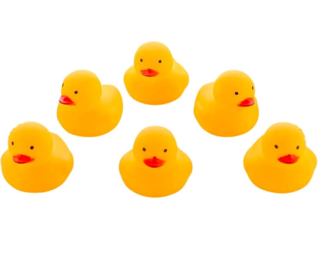 HJ funzone Toys Squeezy Duck Bath Toys, Yellow, Pack of 6, NonToxic, Squeeze Sound, for Kids (Pack of 6)