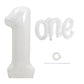 Toniful 40 Inch Giant White Number 1 Balloon,Mylar Foil Script Cursive Letter 1 Balloon Banner For Boys Girls Kids First Birthda