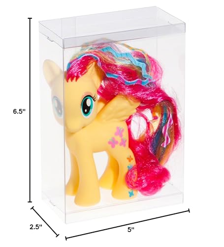 Dollsafe Clear Folding Display Box For Large 5-6 Inch Dolls And Action Figures, 5'' W X 2.5'' D X 6.5'' H, Pack Of 2