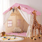 Besrey Kids Play Tent, Kids Playhouse 2 In 1 With Padded Mat And Lights, Large Play Tent With 2 Doors & 4 Windows, Kids Play Tent Indoor & Outdoor, Christmas Toddler Tent For Kids, 51' X35' X 51'