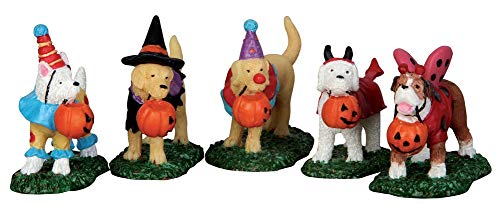 Lemax Spooky Town Trick Or Treating Dogs Set Of 5 # 52301