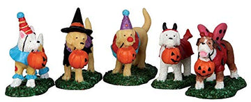 Lemax Spooky Town Trick Or Treating Dogs Set Of 5 # 52301