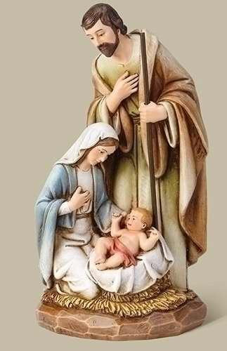 Joseph'S Studio By Roman - Holy Family Figure, Christmas Scene, Carved Wood Look, 8' H, Resin And Stone, Tabletop Or Desk Display, Decorative, Collection, Durable, Long Lasting