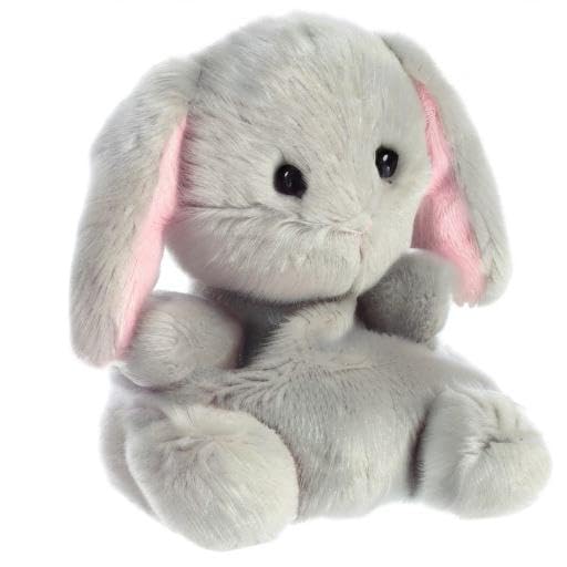 Aurora Adorable Palm Pals Pebbles Bunny Stuffed Animal - Pocket-Sized Play - Collectable Fun - Grey 5 Inches