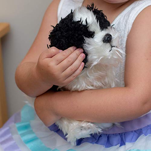 Demdaco Sitting Small Havanese Dog Black And White Children'S Plush Stuffed Animal