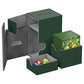 Ultimate Guard Flip 'N' Tray 80+, Deck Case For 80 Double-Sleeved Tcg Cards + Dice Tray, Green/Grey, Independent Magnetic Closure & Microfiber Lining