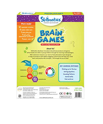 Skillmatics Educational Game - Brain Games, Reusable Activity Mats With Dry-Erase Marker, Gifts, Travel Toy For Kids Ages 6, 7, 8, 9 And Up