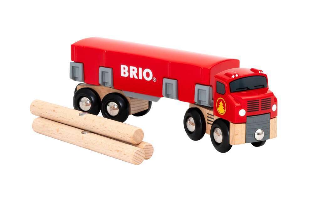 BRIO World 33657 - Lumber Truck | 6-Piece Wooden Toy Train Set | Ideal for Kids Ages 3 and Up | Made with Sustainable Wood | Mag