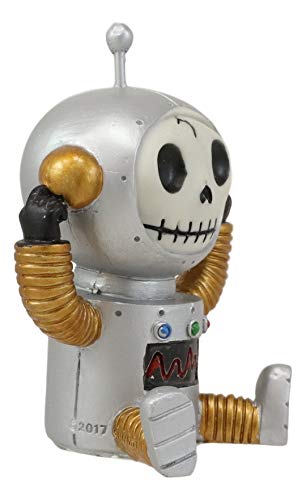 Ebros Gift Furrybones Gadget Figurine Hooded Skeleton Monster Retro Robot Collectible Decor Statue Gothic Dod Cyborg Ufo Tin Man Themed Furry Bones Decorative Sculpture