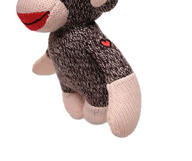 Plushland Curioso Brown Sock Monkey - Hand Knitted 6-Inch Stuffed Animal Toy for Kids, Babies, and Teens - Perfect Gift Puppet