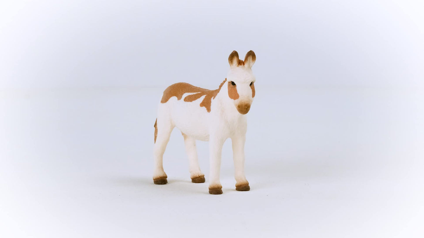 Schleich Farm World American Spotted Donkey Animal Figurine - Highly Detailed And Durable Farm Animal Toy, Fun And Educational Play For Boys And Girls, Gift For Kids Ages 3+, Multicolor, 2.5 Inch