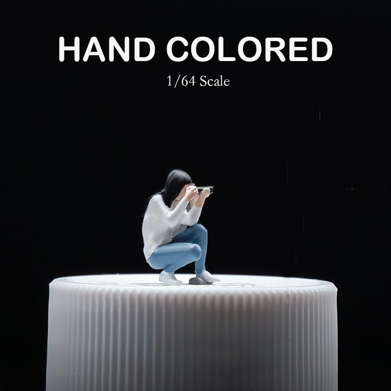 kivcmds Painted Figure 1:64 Scale Mini Model Trains Architectural Plastic People Figures Squatting Photography Girl Figure Model