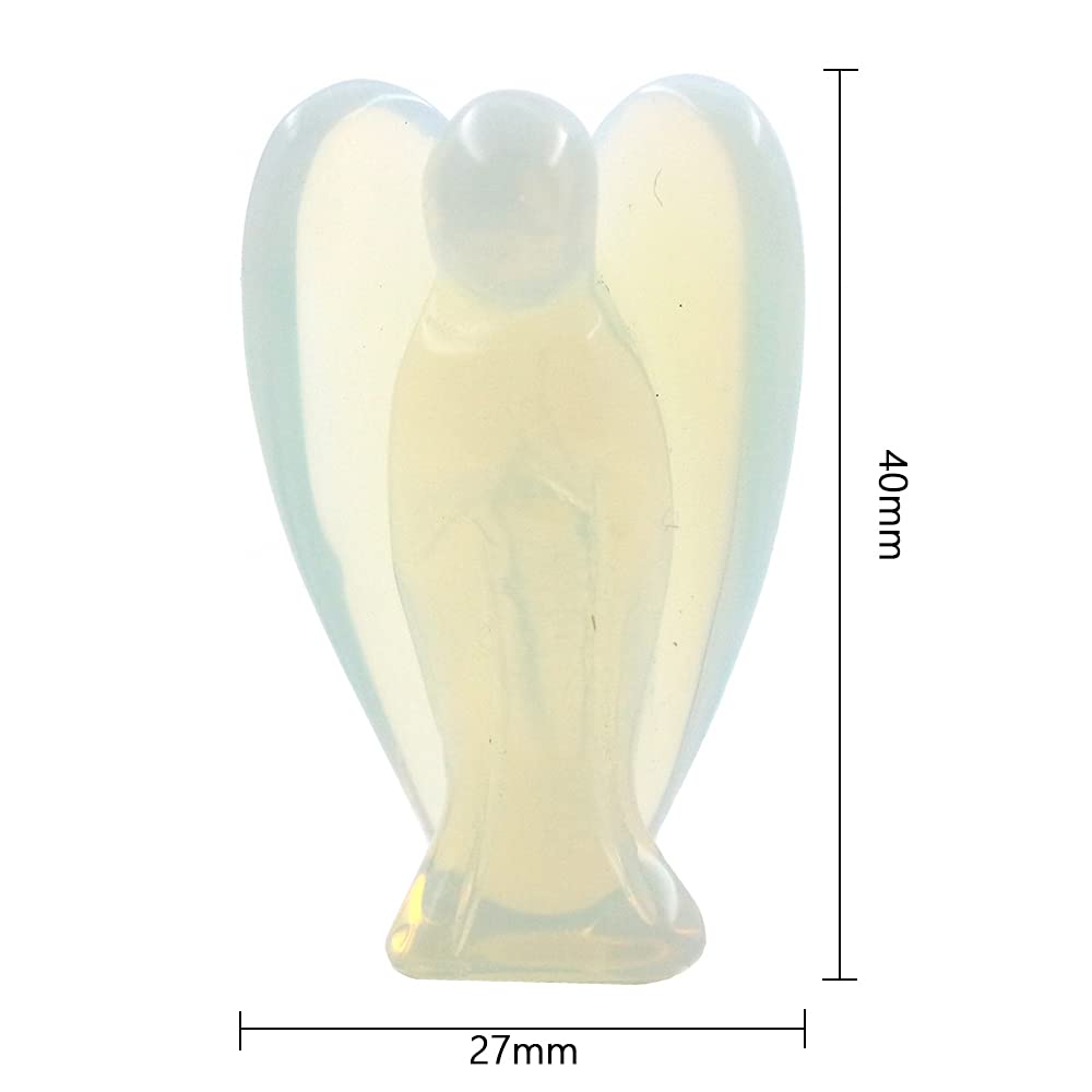 Ouubuuy Opalite Crystal Angel Figurines Statues Natural Gemstone Carved Pocket Guardian Angel 1.5 inch for Healing Reiki Spiritu