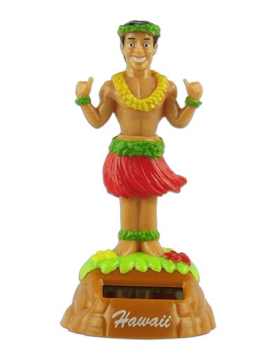 KC Hawaii Shaka Hula Man Solar Dashboard Doll - Multicolored Fun Car Accessory for Hula Lovers