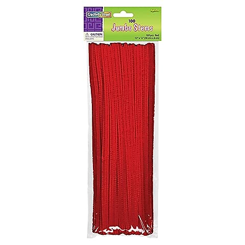 Creativity Street Jumbo Bendable Stem, 12-in. x 6-mm, Red 600 per Bag