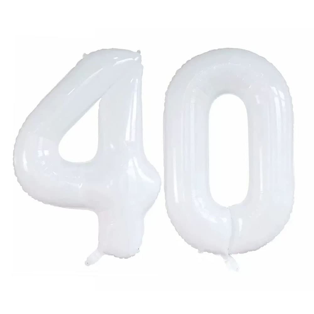 Goer Number 40 Balloons For 40Th Birthday Party Decorations,42 Inch Jumbo Foil Helium Balloons For 40Th Anniversary (White)