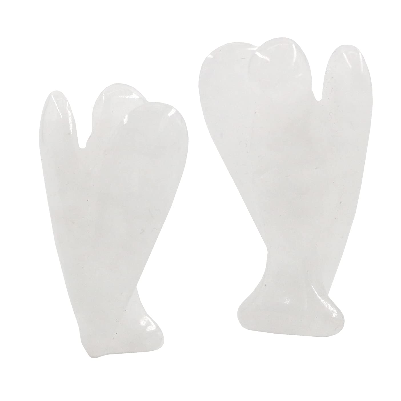 Ouubuuy Clear Quartz Crystal Angel Figurines Statues 4 pcs Natural Gemstone Carved Pocket Guardian Angel 1.5 inch for Healing Re