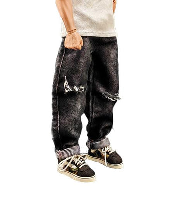 Meetoget 1/6 Scale Male Figure Doll Denim Ripped Jeans Pants Clothes For 12 Inch Action Figure Pm104Us,Ripped Black