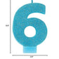 Amscan 6 Glitter Numeral Candle, 3 1/4, Caribbean Blue