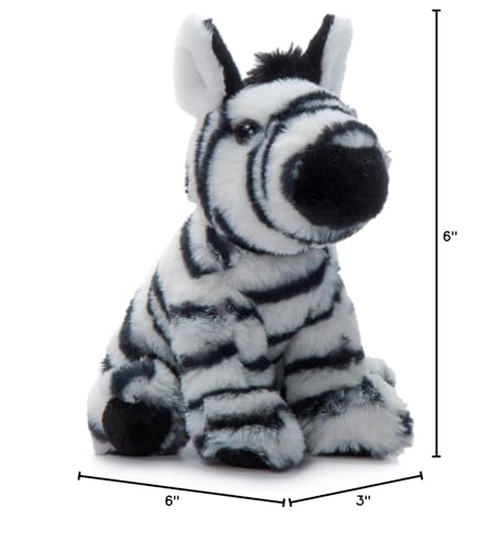 The Petting Zoo Zebra Plush Toy, 6" Multi Color Stuffed Animal, Recycled Material, Model 421016