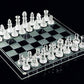 10*10 Glass Chess Set Frosted and Clear Pieces Felted Bottom for mature-themed and Teens(Gift for Game Education)