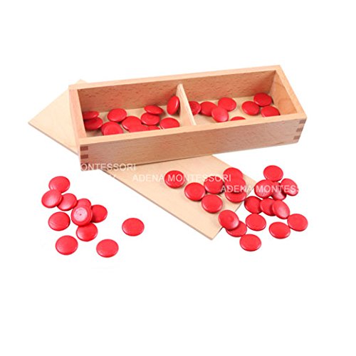Adena Montessori Cards & Counters - Red Wood Math Games, Model C043, Teaching Numbers & Counting Toys