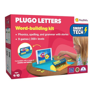 Playshifu Educational Word Game-Plugo Letters Kit+App With 9 Learning Games, Stem Toy Gifts For Kids Age 4-10 , Spellings & Grammar 48 Alphabet Tiles Works With Tabs/Mobiles(Packaging May Vary)