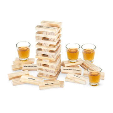 True Stack Blocks Game - Indoor Or Outdoor Games For Adults - Adult Drinking Games - Stacking Game With Shot Glasses - Set Of 1