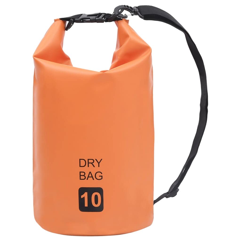 vidaXL Orange Dry Bag with Adjustable Straps - 2.6-gallon Water-Resistant PVC Sack for Outdoor Activities