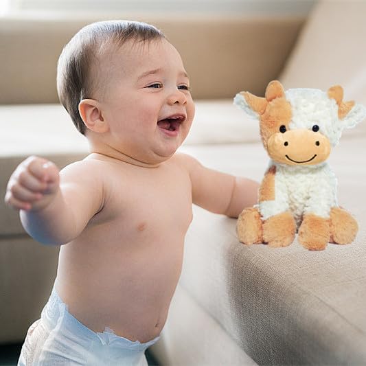 Fayuaku 9'' Cow Stuffed Animals Plush Cow Doll Kids Boys Girls Animal (9'' Brown Cow)