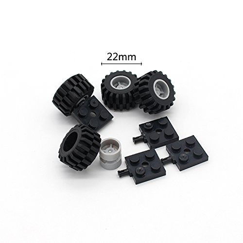 Wheels And Axles,Traffic Light ,Tires Bulk Lot - Building Bricks Block Education Wheels Set Toy Compatile With Major Brands, 52 Pcs, Over 6 Years Old