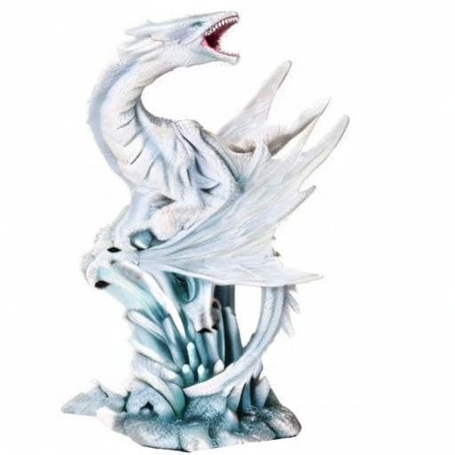 Ptc 10.5 Inch White Ice Dragon On Crystal Mythological Statue Figurine