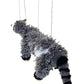 Artisan Owl Raccoon Marionette Puppet - Soft Yarn Body with Wooden Feet, Detachable Strings