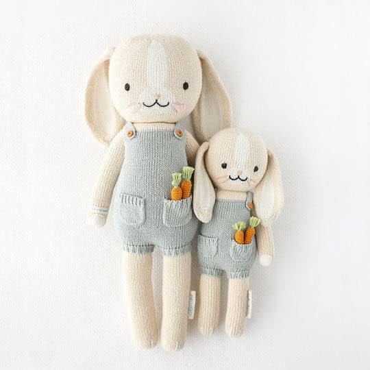 cuddle + kind Henry The Bunny Hand-Knit Doll, 13" Little Size, Multi-color, 100% Cotton, Fair Trade, Heirloom Quality