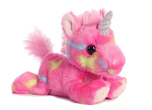 Aurora Bundle Of 2 Stuffed Beanbag Animals - Blueberry Ripple Unicorn & Jelly Roll Unicorn, Blue/Pink, Multicolor