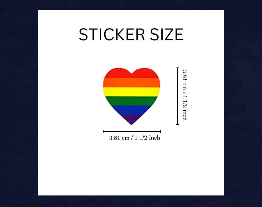 250 Rainbow Stripe Heart Stickers for LGBTQ Pride Parades and Events | Rainbow Flag Heart Shaped Stickers on a Roll