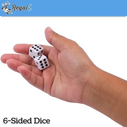 Regal Games Dice Set 6 Sided - Playing White 16Mm - Square Dice For Classroom Or Family Game Night - 1000 Dice
