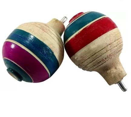 (Pack of 2) Wooden Spinning Toys | Bambaram | Lattu | Latto | Traditional Indian Game | for Kids & Adults | for 5 Years & Up